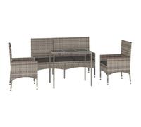 vidaXL Set de Muebles de jardín 4 pzas y Cojines ratán sintético Gris