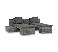 Vidaxl set de muebles de jardín 4 pzas y cojines ratán sintético gris