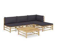 vidaXL Conjunto de sofá de jardín de bambú, 6 piezas