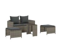 vidaXL Set de Muebles de jardín 5 pzas y Cojines apilables Gris, Conjunto de sofás de jardín, Conjunto de sofás de Exterior, Conjunto de salón de jardín