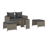vidaXL Set de Muebles de jardín 5 pzas y Cojines apilables Gris, Conjunto de sofás de jardín, Conjunto de sofás de Exterior, Conjunto de salón de jardín