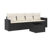 Vidaxl set de muebles de jardín 5 pzas y cojines ratán sintético negro