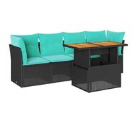 vidaXL Set de Muebles de jardín 5 pzas y Cojines ratán sintético Negro, Juego de sofá de Exterior, sofá para jardín, Juego de sofá de Esquina de Exterior