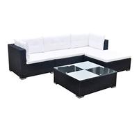 vidaXL Set de Muebles de jardín 5 pzas y Cojines ratán sintético Negro, sofá de Exterior, Conjunto de Muebles de Exterior, Conjunto de Muebles