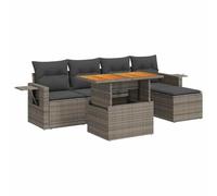 vidaXL Set de Muebles de jardín 6 pzas y Cojines ratán sintético Gris