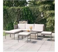 vidaxl Set de muebles de jardín 6 pzas y cojines ratán sintético gris