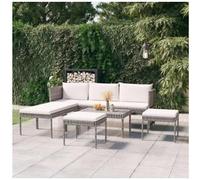vidaxl Set de muebles de jardín 6 pzas y cojines ratán sintético gris