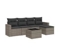 Vidaxl set de muebles de jardín 6 pzas y cojines ratán sintético gris