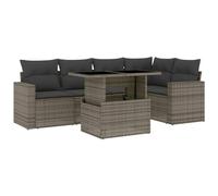 vidaXL Set de Muebles de jardín 6 pzas y Cojines ratán sintético Gris