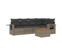 Vidaxl set de muebles de jardín 6 pzas y cojines ratán sintético gris