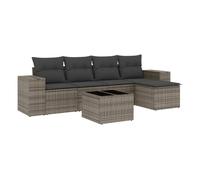 Vidaxl set de muebles de jardín 6 pzas y cojines ratán sintético gris