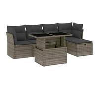 vidaXL Set de Muebles de jardín 6 pzas y Cojines ratán sintético Gris