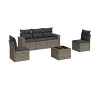 Vidaxl set de muebles de jardín 6 pzas y cojines ratán sintético gris