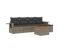 Vidaxl set de muebles de jardín 6 pzas y cojines ratán sintético gris