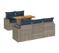 vidaXL Set de Muebles de jardín 6 pzas y Cojines ratán sintético Gris, Juego de sofá de Exterior, sofá para jardín, Juego de sofá de Esquina de Exterior