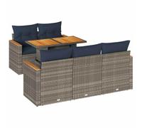 vidaXL Set de Muebles de jardín 6 pzas y Cojines ratán sintético Gris, Juego de sofá de Exterior, sofá para jardín, Juego de sofá de Esquina de Exterior