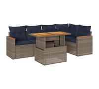 vidaXL Set de Muebles de jardín 6 pzas y Cojines ratán sintético Gris, Juego de sofá de Exterior, sofá para jardín, Juego de sofá de Esquina de Exterior