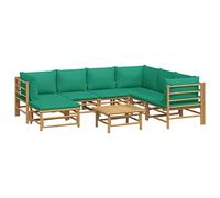 VIDAXL 3155159 set de sofás y reposapiés para jardín de 8 piezas fabricado en bambú con cojines de color verde vida xl