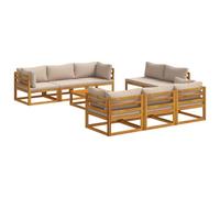 vidaXL Set de Muebles de jardín Modular de 9 Piezas Natural