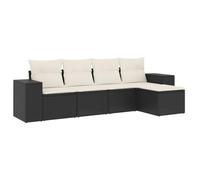 vidaXL Set de Muebles de Jardín y Cojines 5 pzas, Asientos con Respaldos, Sofás Modulares, Muebles para Patio Terraza, Ratán Sintético Negro