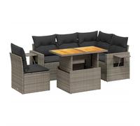 vidaXL Set de muebles de jardín 6 pzas con cojines – Sofás modulares, ratán sintético gris