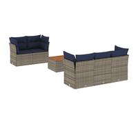 vidaXL Set de Muebles de Jardín y Cojines 6 pzas, Asientos con Respaldos, Sofás Modulares, Muebles para Patio Terraza, Ratán Sintético Gris