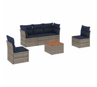 vidaXL Set de Muebles de Jardín y Cojines 6 pzas, Asientos con Respaldos, Sofás Modulares, Muebles para Patio Terraza, Ratán Sintético Gris