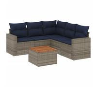 vidaXL Set de Muebles de Jardín y Cojines 6 pzas, Asientos con Respaldos, Sofás Modulares, Muebles para Patio Terraza, Ratán Sintético Gris