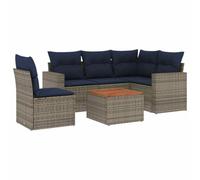 vidaXL Set de Muebles de Jardín y Cojines 6 pzas, Asientos con Respaldos, Sofás Modulares, Muebles para Patio Terraza, Ratán Sintético Gris