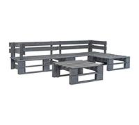 vidaXL Set de Muebles de Palés para Jardín 4 Piezas Madera Conjunto de Mobiliario Decoración Exterior Terraza Patio Piscina Césped Balcón Casa Gris