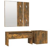 vidaXL Set de Muebles de Recibidor Armario Pasillo Entrada Vestíbulo Almacenamiento Perchero Zapatero Madera Contrachapada Color Roble