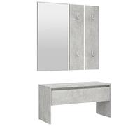 vidaXL Set de Muebles de Recibidor Juego Mueble Entrada Pasillo Vestíbulo Almacenamiento Perchero Banco Madera Contrachapada Gris Hormigón