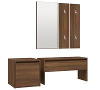 vidaXL Set de Muebles de Recibidor Pasillo Entrada Vestíbulo Armario Almacenamiento Perchero Zapatero Madera Contrachapada Roble Marrón