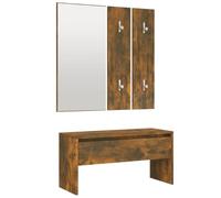 vidaXL Set de Muebles de Recibidor Vestíbulo Armario Mueble Aparador Pasillo Habitación Almacenamiento Madera Contrachapada Roble Ahumado