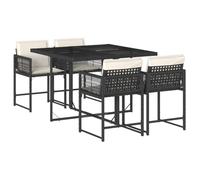 vidaXL Set de Muebles jardín 5 pzas con Cojines ratán sintético Negro