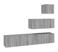 vidaXL Set de Muebles para TV 4 Piezas Aparador Armario Auxiliar Soporte Consola Televisión Sala Almacenaje Madera Contrachapada Gris Sonoma