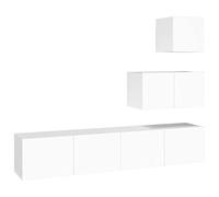 vidaXL Set de Muebles para TV 4 Piezas Aparador Armario Soporte Consola Televisión Sala Salón Estar Almacenaje Madera Contrachapada Blanco