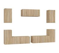 vidaXL Set de Muebles para TV 7 Piezas Aparador Armario Soporte Consola Televisión Sala Salón Estar Almacenaje Madera Contrachapada Roble Sonoma