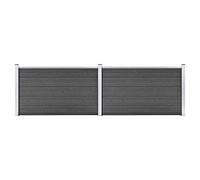vidaXL Set de Paneles de Valla Jardín Patio Exterior Barrera Cercado Rollo Pantalla Privacidad Decorativa Cerca Tira Duradero WPC Negro 353x105 cm