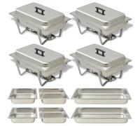VidaXL Set De Platos Calentadores 4 Pzs. De Acero Inoxidable