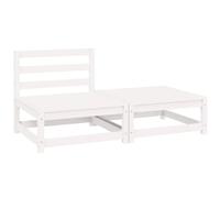 vidaXL Set de Salón de Jardín de 2 Piezas Mobiliario Exterior Patio Terraza Hogar Sofá Silla Mesa Asiento Suave Robusto Blanco Madera Maciza de Pino