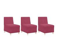 vidaXL Set de sillones de Terciopelo Rojo de para 3 Personas, Medidas 55 x 74 x 82 cm. Incluye Cojines de Espuma Transpirable y Estructura de Madera de Calidad Sala, con un diseño m