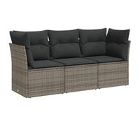 vidaXL Set de sofá de jardín 3 pzas y Cojines ratán sintético Gris