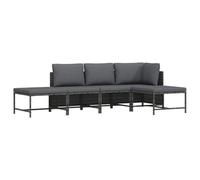 vidaXL Set de sofá de jardín 5 Piezas con Cojines ratán sintético Gris