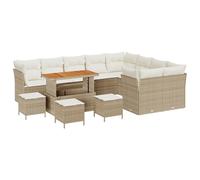 vidaXL Set de sofá de jardín de 13 Piezas con Cojines en Beige y Blanco Crema, Muebles modulares de ratán para el Exterior, Ideales para relajarte en el balcón, Patio o terraza