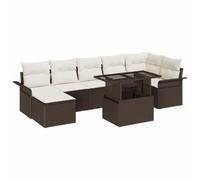 vidaXL Set de sofá de jardín de 8 piezas Marrón rattan sintético con cojines interior y exterior
