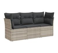 vidaXL Set de Sofá de Jardín y Cojines 3 pzas, Sillas con Respaldos, Sofás Modulares, Asientos para Patio Terraza, Ratán Sintético Gris