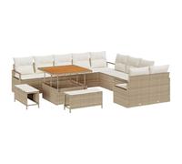 vidaXL Set de sofá Modular de 4 plazas para el jardín con Cojines | Beige de poliratán, Mesa para afuera Hecha de Materiales duraderos y Resistentes a los Rayos UV, Ideal para Balcones y Jardines. As