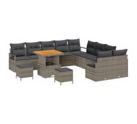 vidaXL Set de sofá Modular de jardín para 4 Personas en Gris con Cojines. Mesa Elegante de polirratán para Exteriores, Hecha con Materiales duraderos y Resistentes a los UV Balcones y