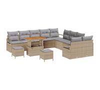 vidaXL Set de Sofá Modular para 4 Personas con Cojines | Ratan Sintético Beige, Mesa Exterior Resistente, Materiales a Prueba de Rayos UV, Ideal para Balcones y Jardines, Asientos Cómodos y con Estil